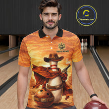 Load image into Gallery viewer, Custom Funny Desert Bowling Cowboy gun bowling team shirts For Men, Bowling Polo, 1/4 zip jerseys NQS11536