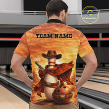 Load image into Gallery viewer, Custom Funny Desert Bowling Cowboy gun bowling team shirts For Men, Bowling Polo, 1/4 zip jerseys NQS11536
