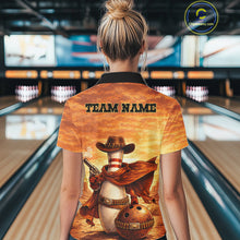 Load image into Gallery viewer, Custom Funny Desert Bowling Cowboy gun bowling team shirts For Women, Bowling Polo, 1/4 zip jerseys NQS11536