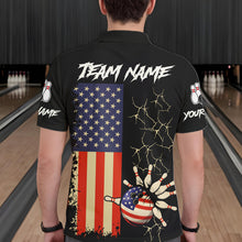 Load image into Gallery viewer, Custom American Flag Skull Bowling shirts For Men, patriotic team Bowling jerseys gift for bowlers NQS11538