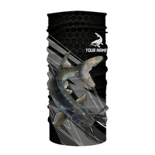 Load image into Gallery viewer, Personalized Black camo Catfish Fishing Jerseys, Catfish Long Sleeve Fishing Tournament Shirts NQS9750