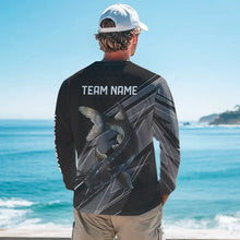 Load image into Gallery viewer, Personalized Black camo Catfish Fishing Jerseys, Catfish Long Sleeve Fishing Tournament Shirts NQS9750