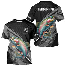 Load image into Gallery viewer, Personalized Black camo Rainbow Trout Fishing Jerseys, Trout Long Sleeve Fishing Tournament Shirts NQS9751