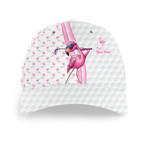 Funny Golfer hat custom pink and white flamingo pattern golf sun hats, unique golf gifts NQS9758