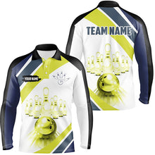Load image into Gallery viewer, Lime green Light Bowling Polo Shirt for Men Custom Bowling ball and pins Team League Jerseys NQS7534