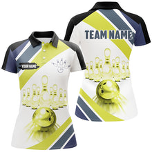 Load image into Gallery viewer, Lime green Light Bowling Polo Shirt for Women Custom Bowling ball and pins Team League Jerseys NQS7534