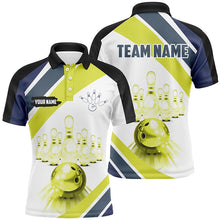 Load image into Gallery viewer, Lime green Light Bowling Polo Shirt for Men Custom Bowling ball and pins Team League Jerseys NQS7534