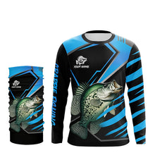 Load image into Gallery viewer, Black and Blue Crappie fishing custom fishing team jerseys, sport fishing shirts NQS7917