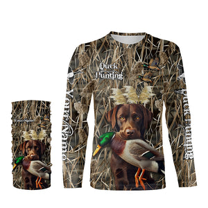 Duck Hunting dog Labrador Retriever Camo Waterfowl Custom Name 3D hunting shirts NQS745