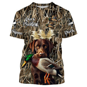 Duck Hunting dog Labrador Retriever Camo Waterfowl Custom Name 3D hunting shirts NQS745