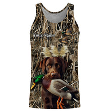 Load image into Gallery viewer, Duck Hunting dog Labrador Retriever Camo Waterfowl Custom Name 3D hunting shirts NQS745