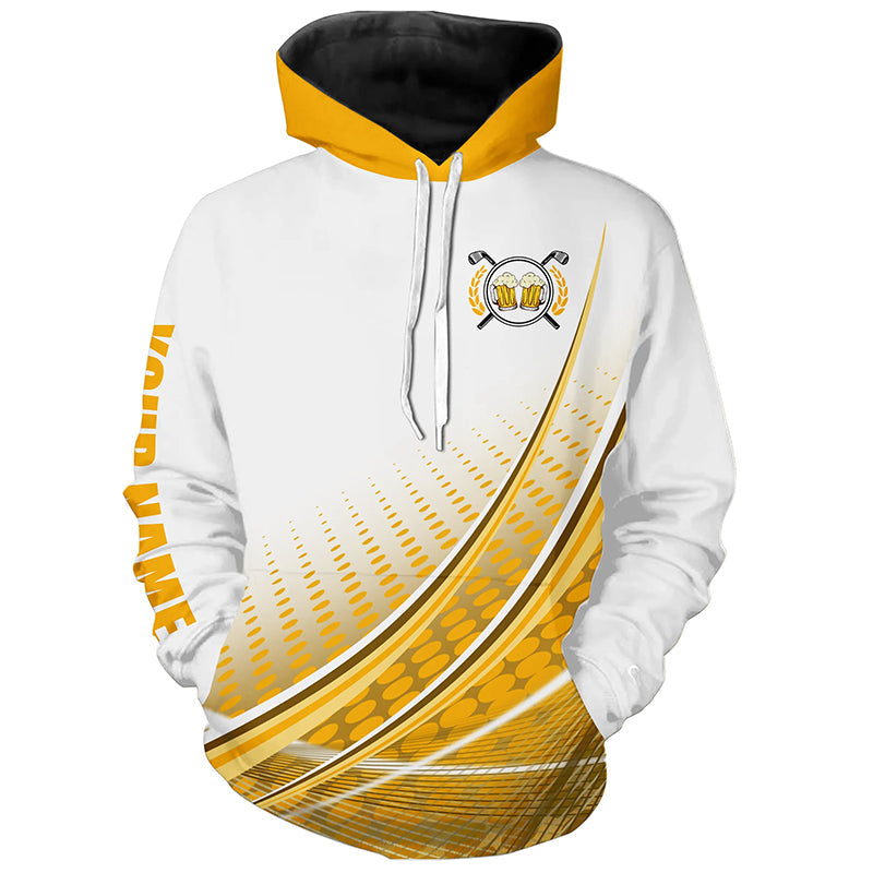 White and Yellow Golf and Beer Golf Hoodies custom golf clothes Hooded tops for men, women NQS8340