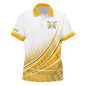 White and Yellow Golf and Beer Kid golf polos shirts custom golf clothes for Kid NQS8340