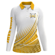 Load image into Gallery viewer, White and Yellow Golf and Beer Womens golf polo shirts custom golf clothes for ladies NQS8340