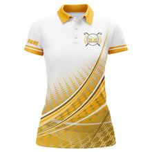 Load image into Gallery viewer, White and Yellow Golf and Beer Womens golf polo shirts custom golf clothes for ladies NQS8340