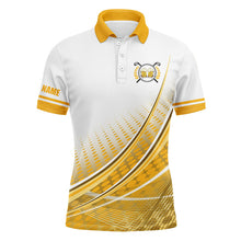 Load image into Gallery viewer, White and Yellow Golf and Beer Mens golf polo shirts custom golf clothes for mens NQS8340