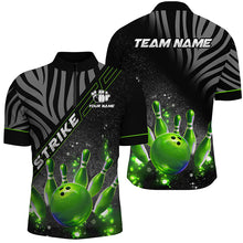 Load image into Gallery viewer, Personalized Black Camo Bowling Green Glitter custom Mens bowling shirts, bowling attire for men NQS8342