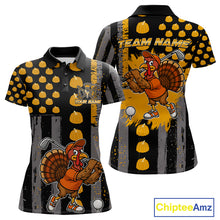 Load image into Gallery viewer, Funny Golf Polo Shirts For Women Custom Pumpkin American Flag Turkey Thanksgiving golf shirt NQS10944