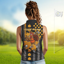 Load image into Gallery viewer, Funny Women Sleeveless Golf Polo Shirt Custom Pumpkin American Flag Turkey Thanksgiving golf shirt NQS10944