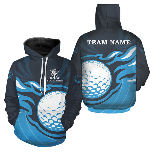 Golf Hoodies Custom Flame golf ball Golf Hoodies, cool golf gifts | Blue NQS9027