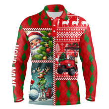 Load image into Gallery viewer, Funny Ugly Christmas argyle pattern Men Golf Polo Shirts Custom Christmas golf shirts for men NQS9032