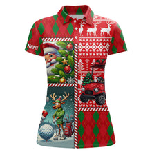 Load image into Gallery viewer, Funny Ugly Christmas argyle pattern Womens golf polo Shirt Custom Xmas golf shirts for ladies NQS9032