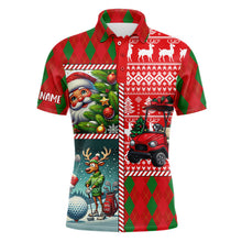 Load image into Gallery viewer, Funny Ugly Christmas argyle pattern Men Golf Polo Shirts Custom Christmas golf shirts for men NQS9032