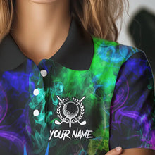 Load image into Gallery viewer, Colorful smoke Skull Golf Polo shirts for Women Custom Team Golf Jerseys, unique golf gifts NQS9610
