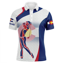 Load image into Gallery viewer, Colorado flag mens golf polo shirts custom patriotic golf shirts for men, unique mens golf apparel NQS7353