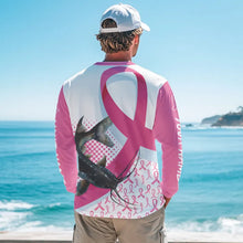 Load image into Gallery viewer, Pink ribbon pattern Catfish fishing Breast Cancer Custom sun protection long sleeves fishing shirts NQS9761