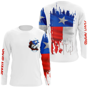 Texas Bass fishing flag personalized patriotic UV Protection Fishing Shirts for men, women, kid NQS5826