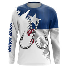 Load image into Gallery viewer, Texas flag TX Fishing Fish Hook UV protection custom long sleeves shirts Patriotic fishing apparel NQS7924