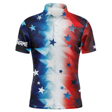 Load image into Gallery viewer, Red, white and blue stars pattern Mens golf polo shirts custom mens golf attire, best golf gifts NQS7927
