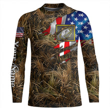 Load image into Gallery viewer, Bass fishing camo American flag patriotic custom Long Sleeve Fishing tournament shirts NQS2134