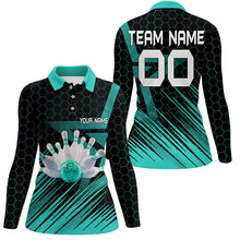 Load image into Gallery viewer, Turquoise Bowling Shirt For women Custom polo Bowling Jersey 3D Bowling Team Shirt For women NQS6224