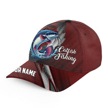 Load image into Gallery viewer, Catfish fishing camo hats for men, women custom baseball best Catfish fishing hat | Red NQS8795