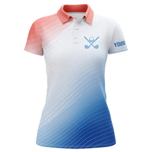 Load image into Gallery viewer, Red, White and Blue pattern Womens golf polo shirt custom team golf outfits, personalized golf gift NQS8801