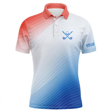 Load image into Gallery viewer, Red, White and Blue pattern Men golf polo shirt custom team golf outfits, personalized golf gift NQS8801