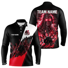 Load image into Gallery viewer, Black and Red Skull reaper bowling jerseys Polo, 1/4 Zip Shirt for Men Custom Bowling Team shirts NQS9280