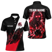 Load image into Gallery viewer, Black and Red Skull reaper bowling jerseys Polo, 1/4 Zip Shirt for Men Custom Bowling Team shirts NQS9280