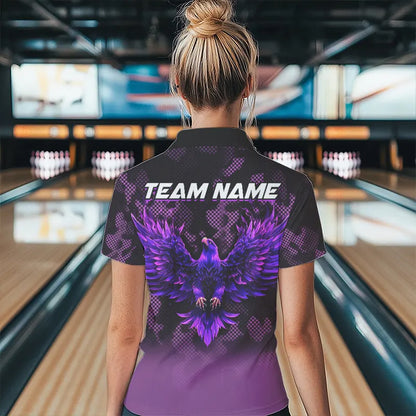 Purple Flame Eagle Camo Bowling Team Shirts For Women Custom Fire Bowling League Jersey Bowler Outfit NQS9441