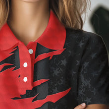 Load image into Gallery viewer, Personalized Womens golf polos shirt custom red golf shirts black American flag ladies golf apparel NQS9776