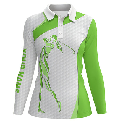Personalized green golf ball skin white Womens golf polo shirts custom name ladies golf tops NQS5565