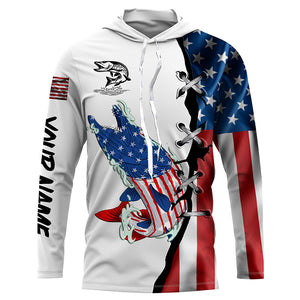 Musky fishing legend American flag patriotic UV protection Customize long sleeves fishing shirts NQS5567