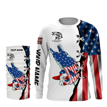 Load image into Gallery viewer, Musky fishing legend American flag patriotic UV protection Customize long sleeves fishing shirts NQS5567