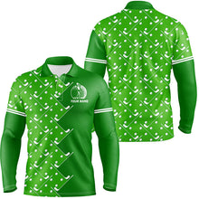 Load image into Gallery viewer, Mens golf polo shirts custom Green golf pattern men's golf clothing, unique golf gifts NQS8129