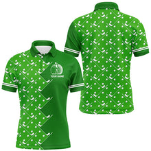 Load image into Gallery viewer, Mens golf polo shirts custom Green golf pattern men's golf clothing, unique golf gifts NQS8129