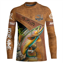 Load image into Gallery viewer, Brown trout fishing UV protection custom name fishing shirts, performance shirts for men, women, kid NQS6230