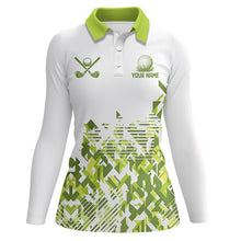 Load image into Gallery viewer, White and Green camo Women golf polo shirts custom golf shirts for girls, women's golf clothes NQS8364