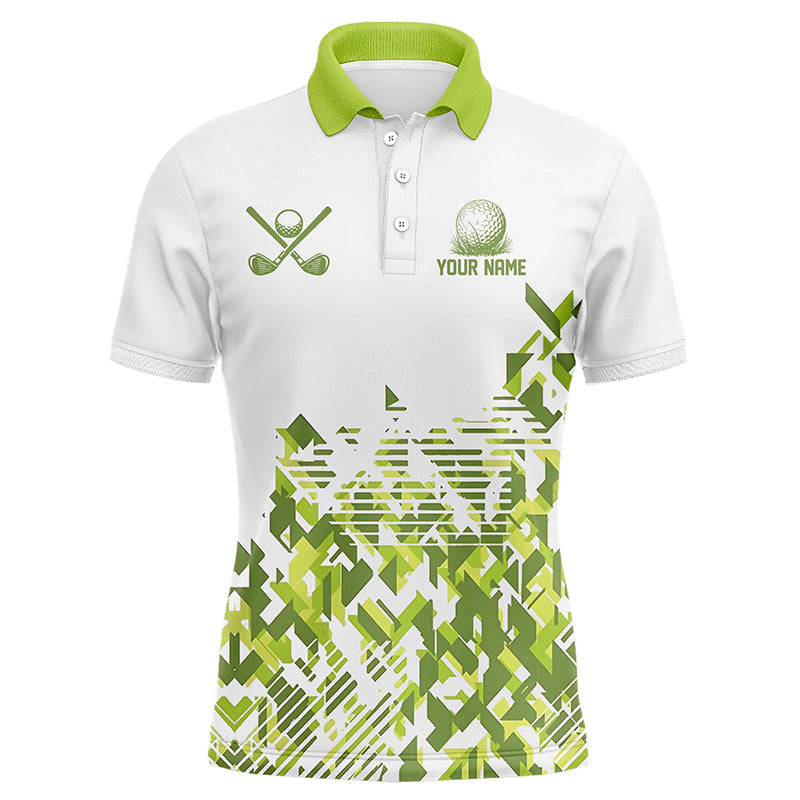 White and Green camo matching golf shirts for couples custom his and hers matching golf outfits NQS8364